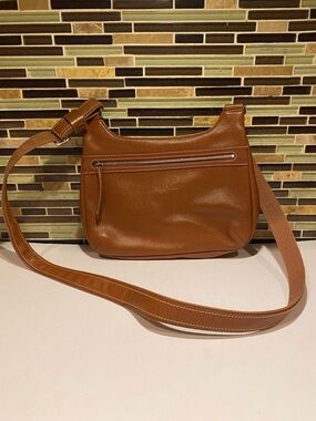 Longchamp Brown Beige Leather Shoulder Bag